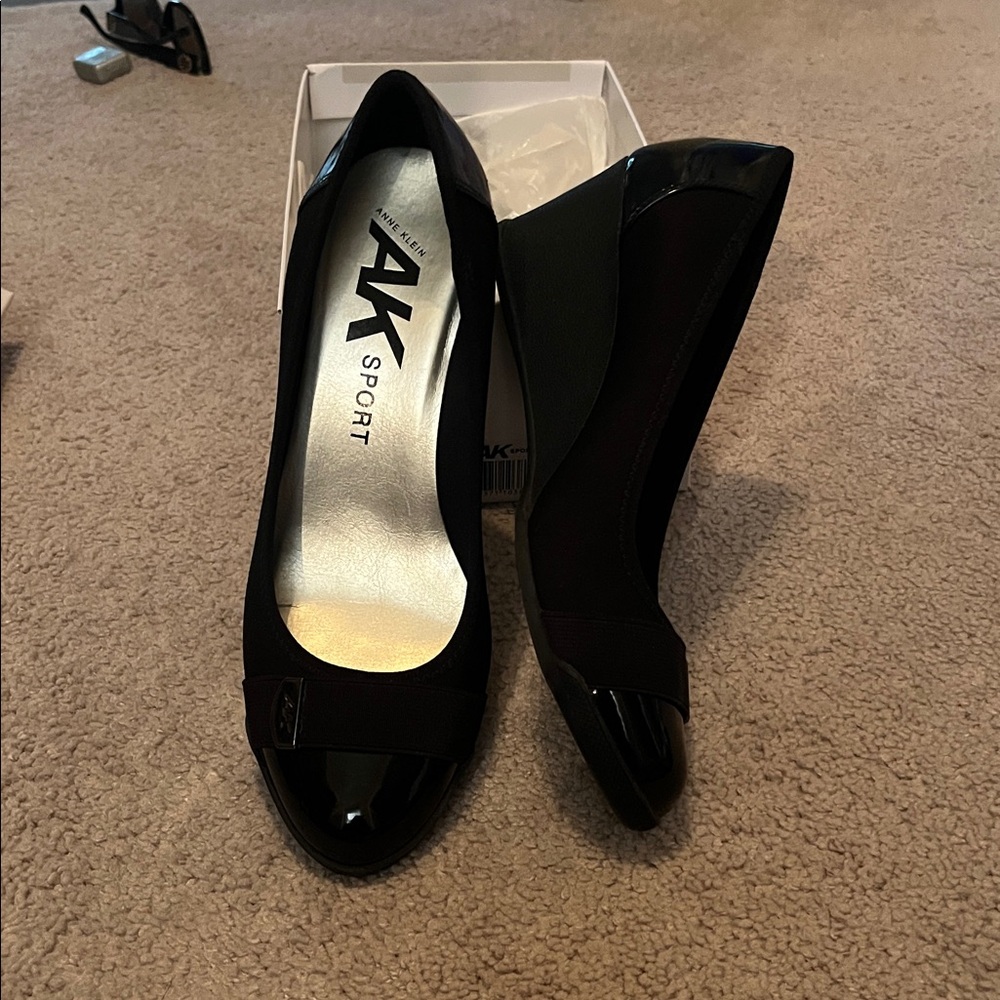 AK Sport Black Patent Leather Heels
